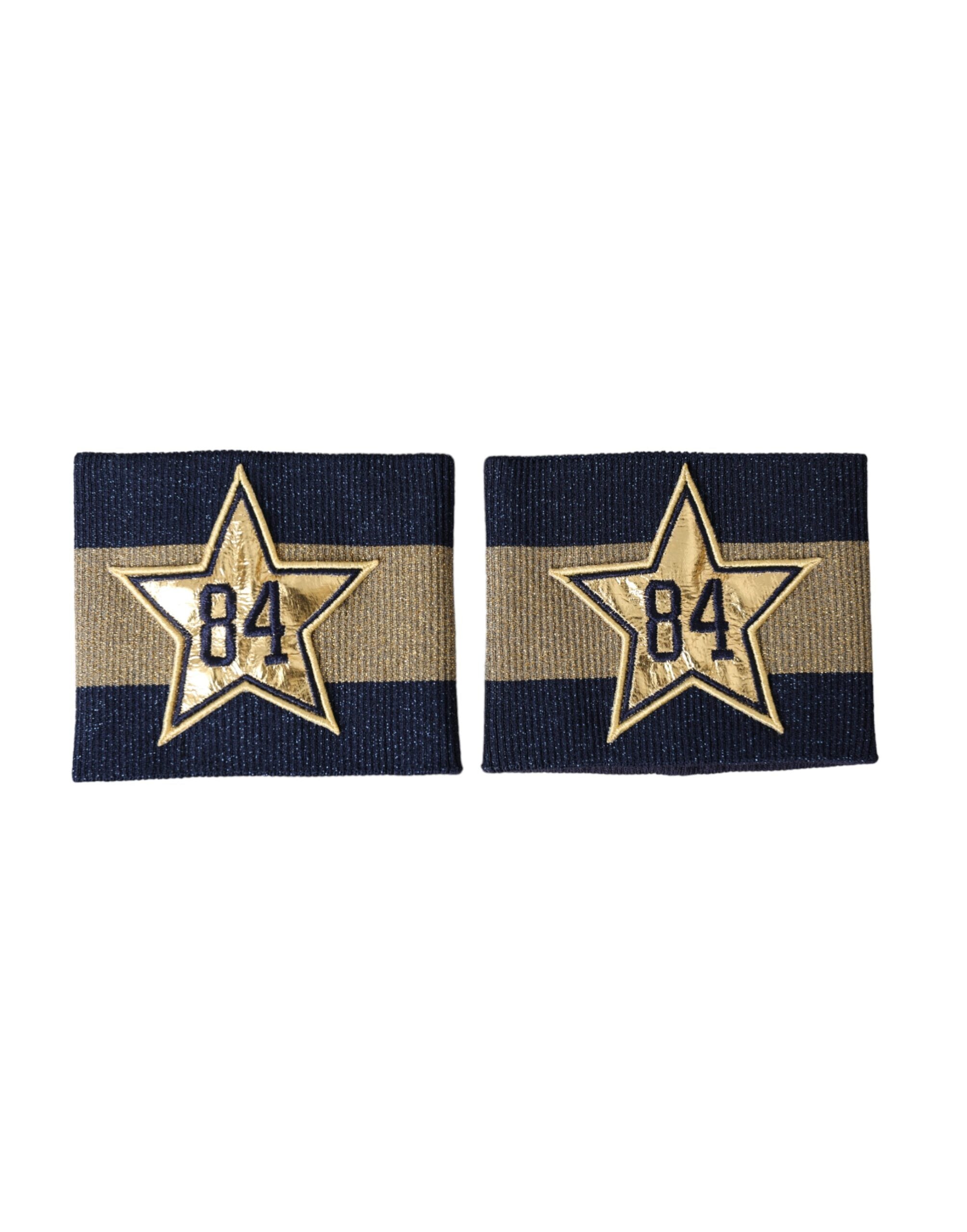 Dolce & Gabbana – Schwarzes Viskose-Armband mit Logo-Stern 84 und Gold