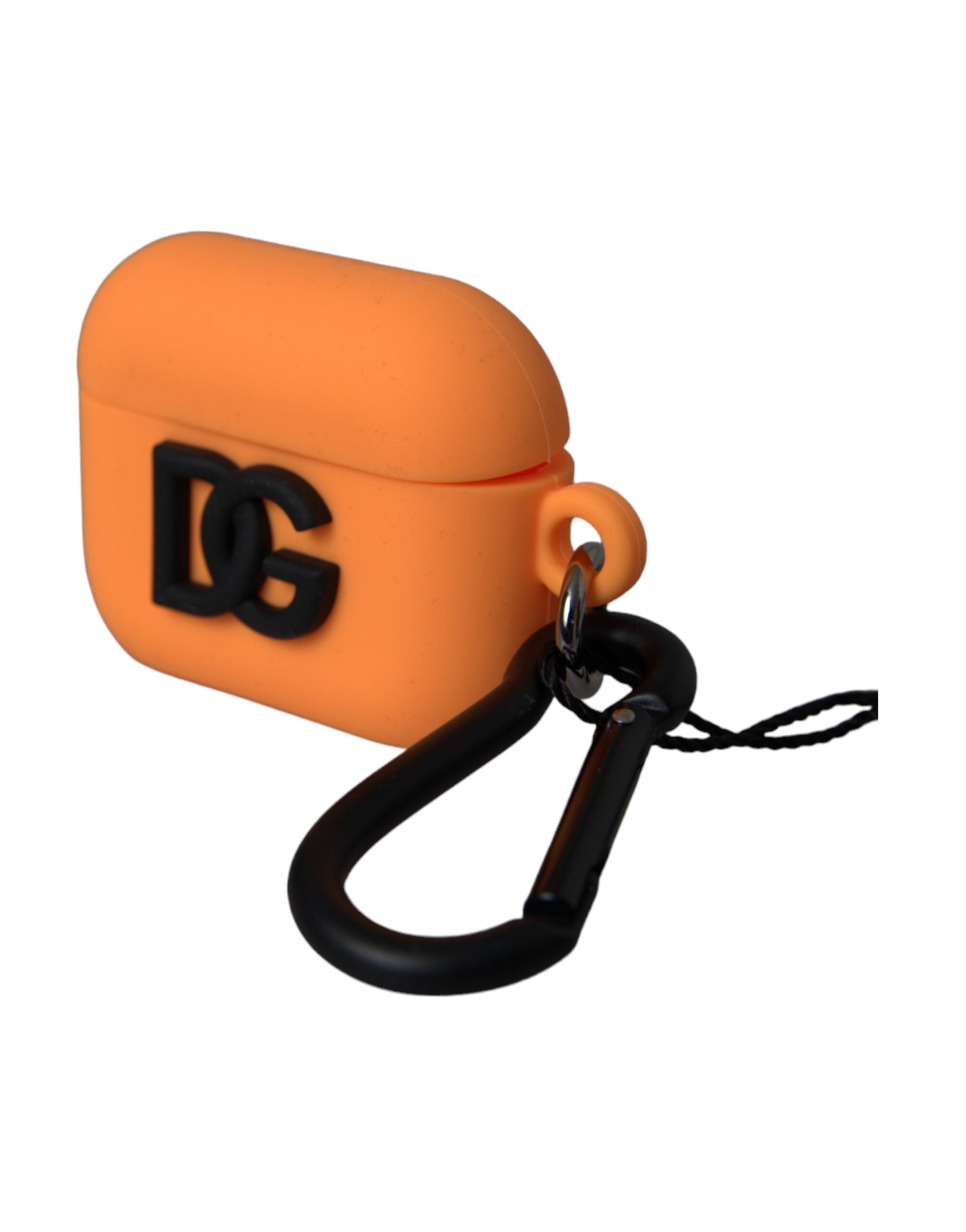 Étui Airpods en silicone orange Dolce & Gabbana avec logo en relief