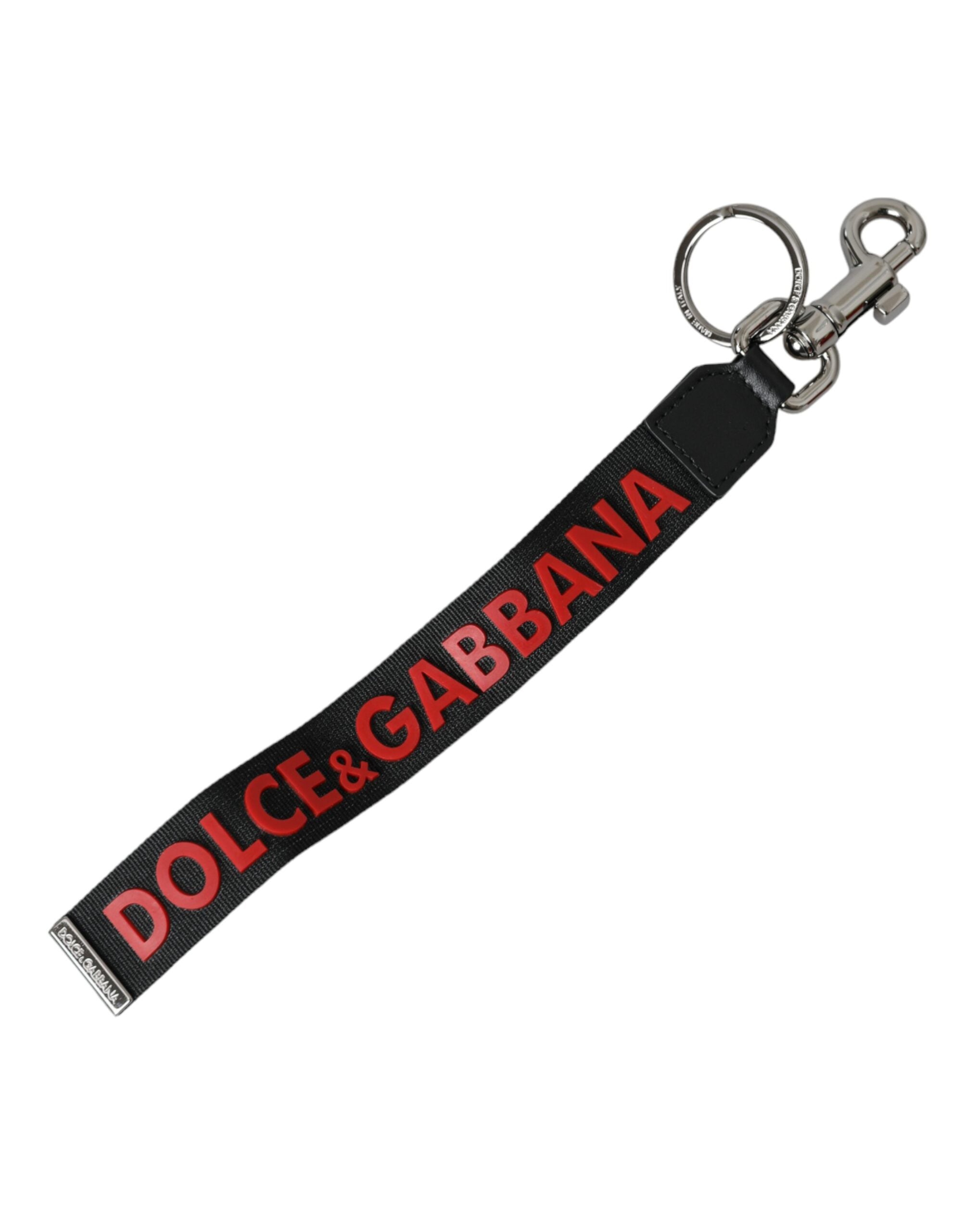 Porte-clés Dolce & Gabbana en métal argenté avec logo DG rouge