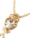 Dolce & Gabbana Gold Brass Chain Sacred Heart Crystal Charm Necklace