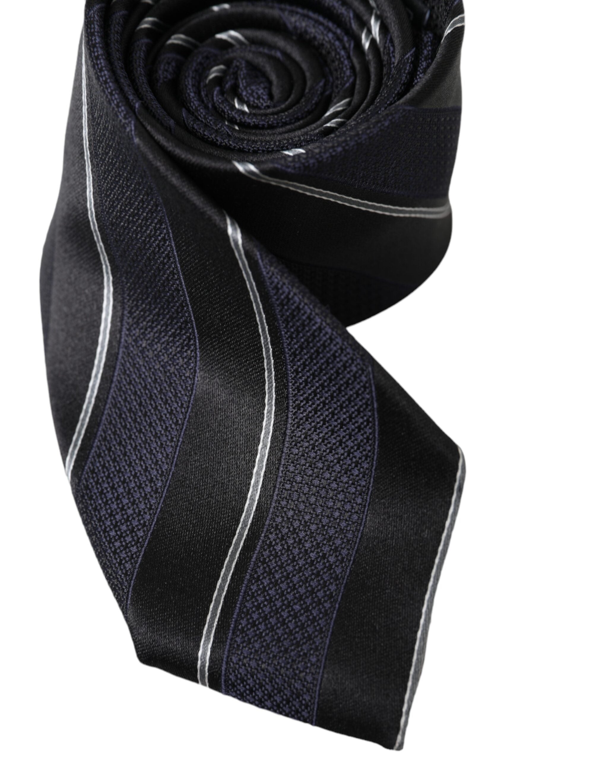 Dolce & Gabbana Black White Stripes Silk Adjustable Tie