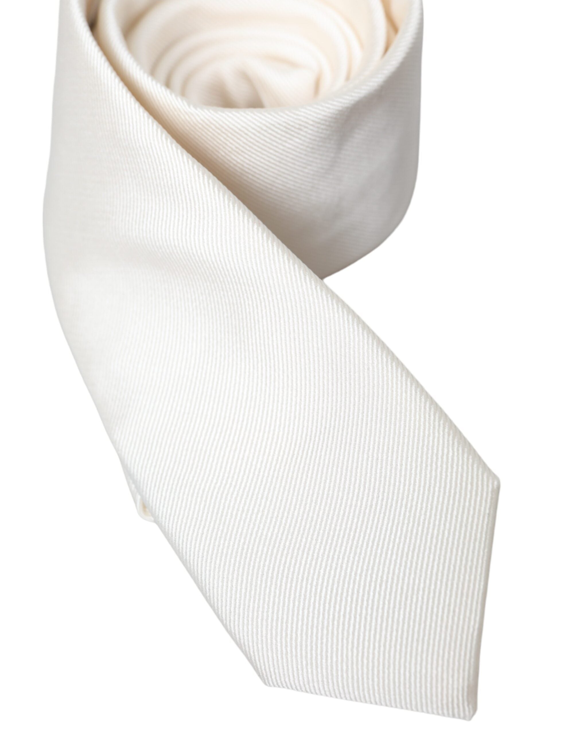 Dolce & Gabbana White Solid 100% Silk Adjustable Tie