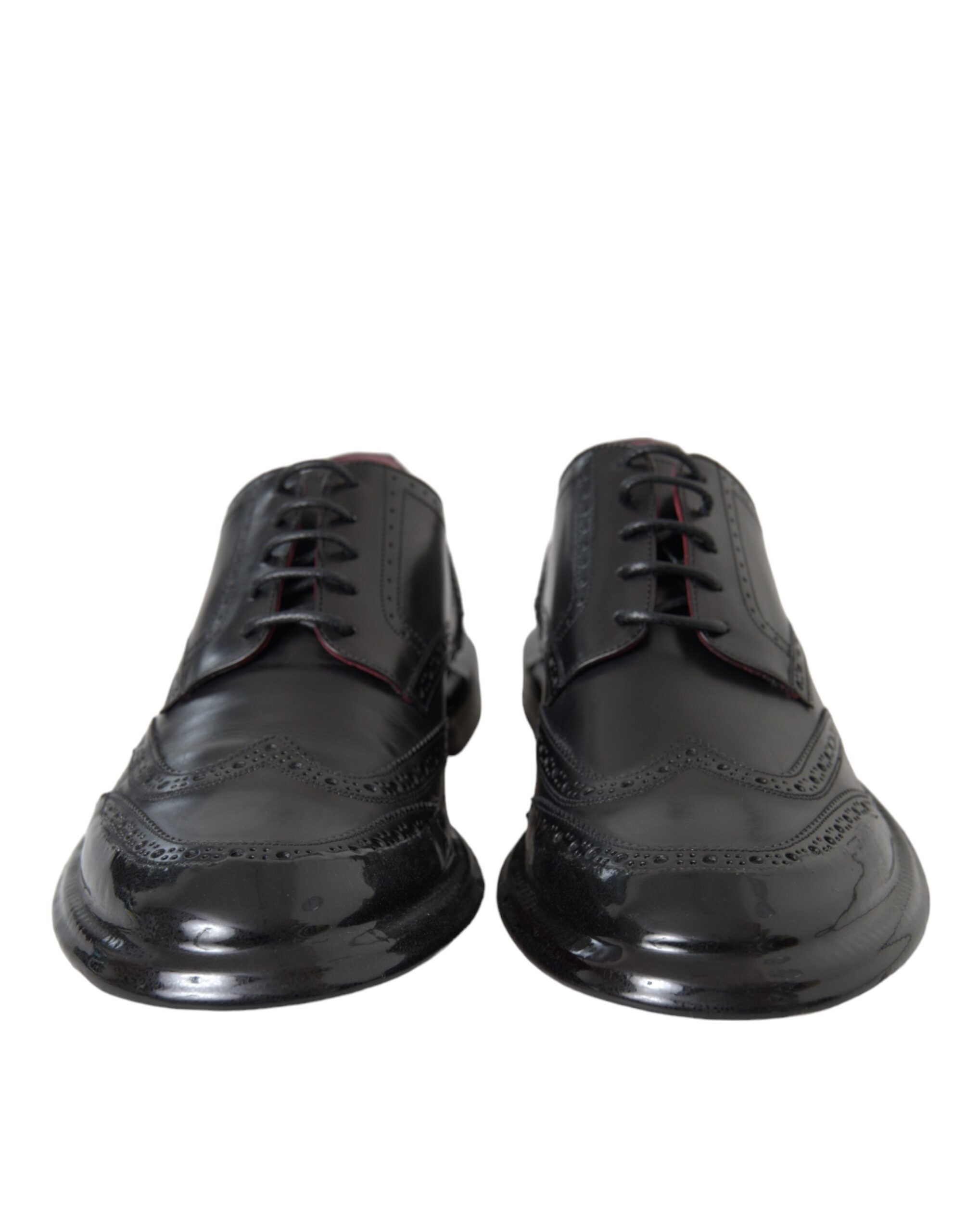 Dolce & Gabbana – Formelle Oxford-Schuhe aus schwarzem Leder mit Flügelkappe für Herren