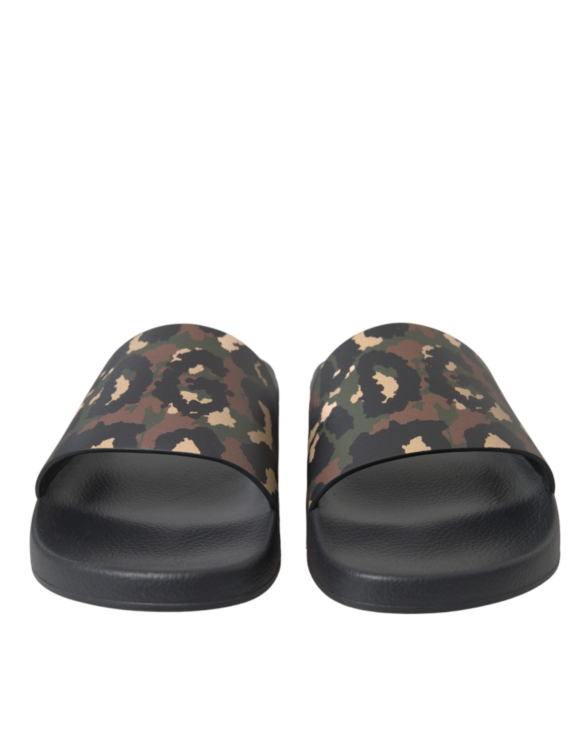 Chaussures de plage en cuir camouflage multicolore Dolce & Gabbana pour hommes