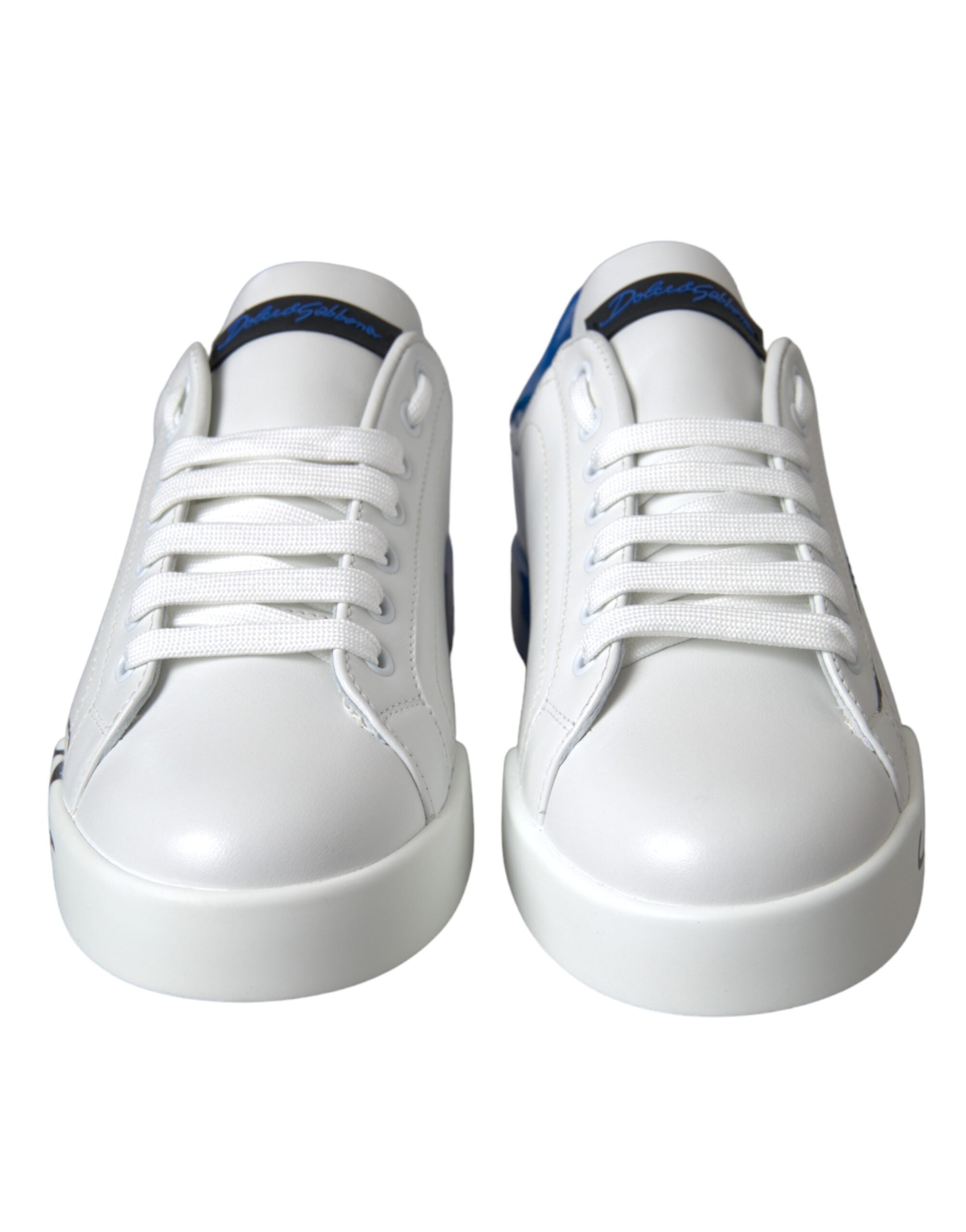 Baskets basses Dolce & Gabbana en cuir blanc et bleu avec logo