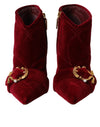 Chaussures Dolce &amp; Gabbana en velours rouge foncé avec boucle Devotion