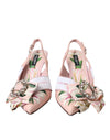 Chaussures à talon slingback en cady et cristaux roses Dolce &amp; Gabbana