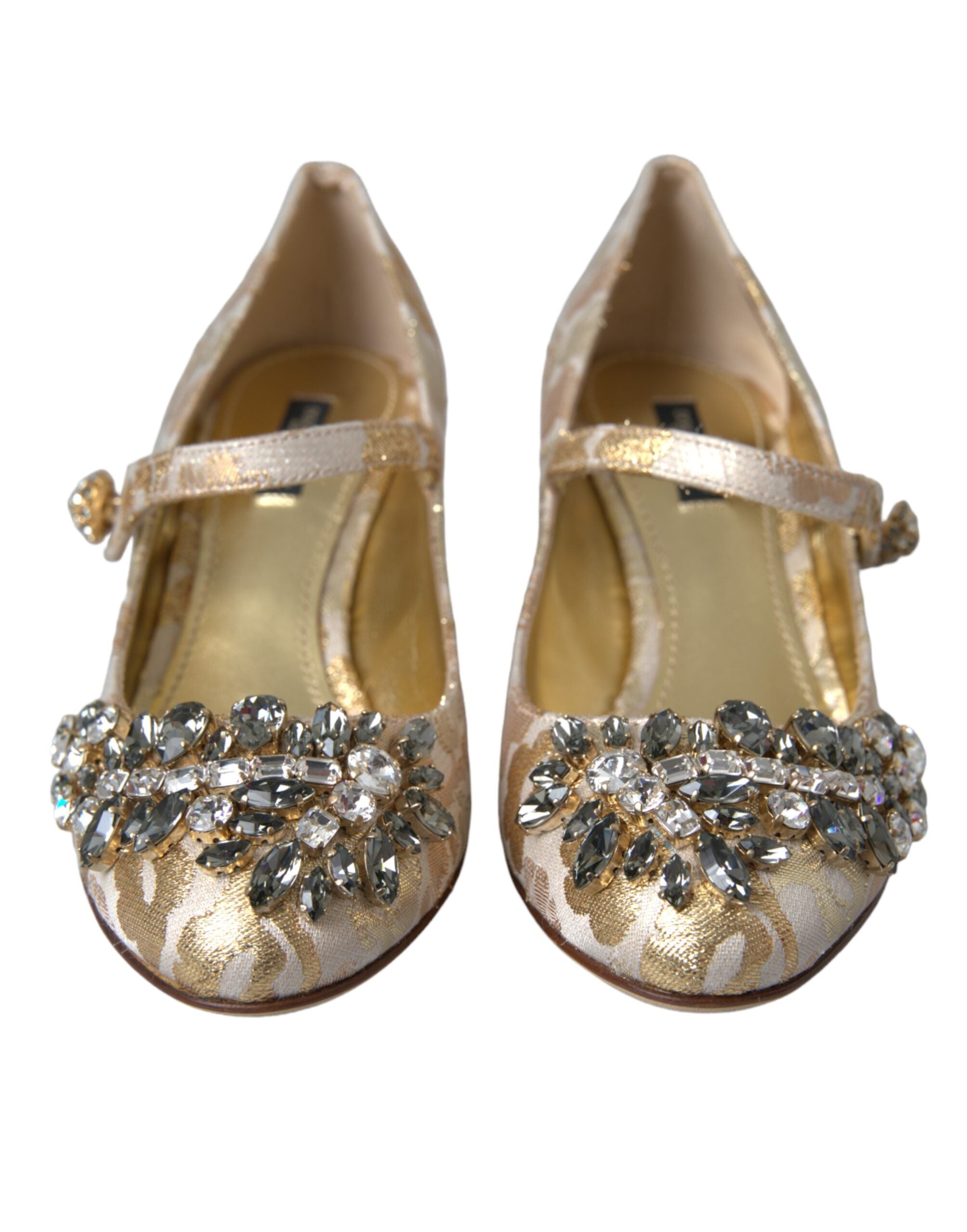 Dolce & Gabbana – Mary Janes-Pumps mit goldenem Jacquard-Kristall