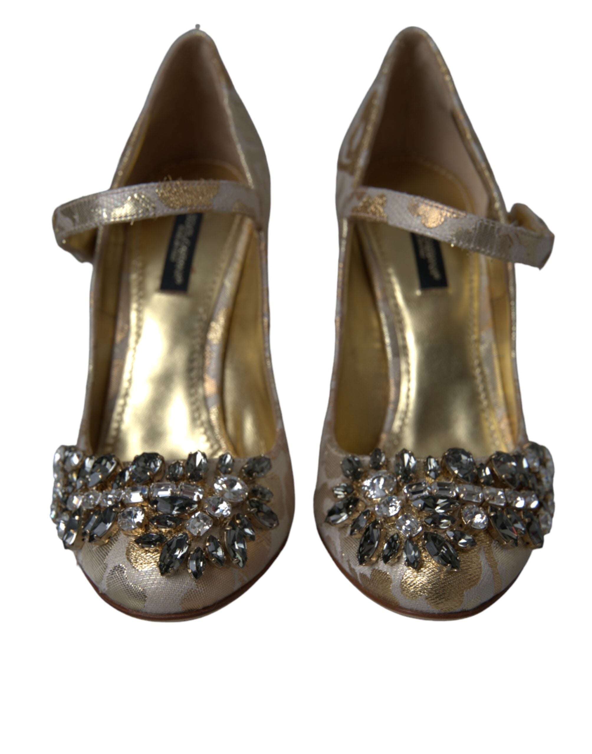 Dolce & Gabbana – Mary Janes-Pumps mit goldenem Jacquard-Kristall