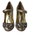 Dolce &amp; Gabbana – Mary Janes-Pumps mit goldenem Jacquard-Kristall