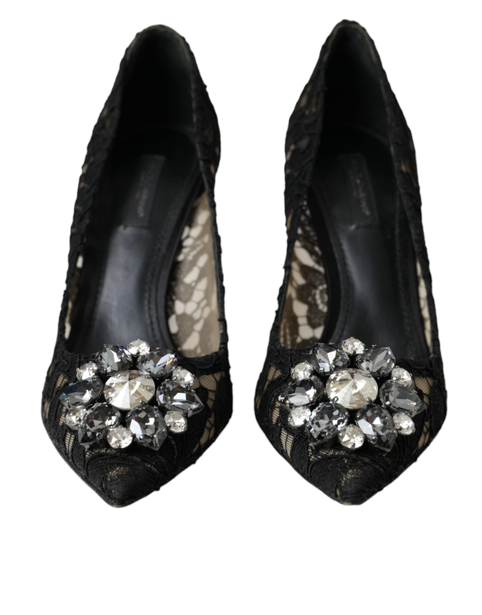 Dolce & Gabbana – Schwarze Pumps „Taormina“ aus Spitze mit Kristallabsatz