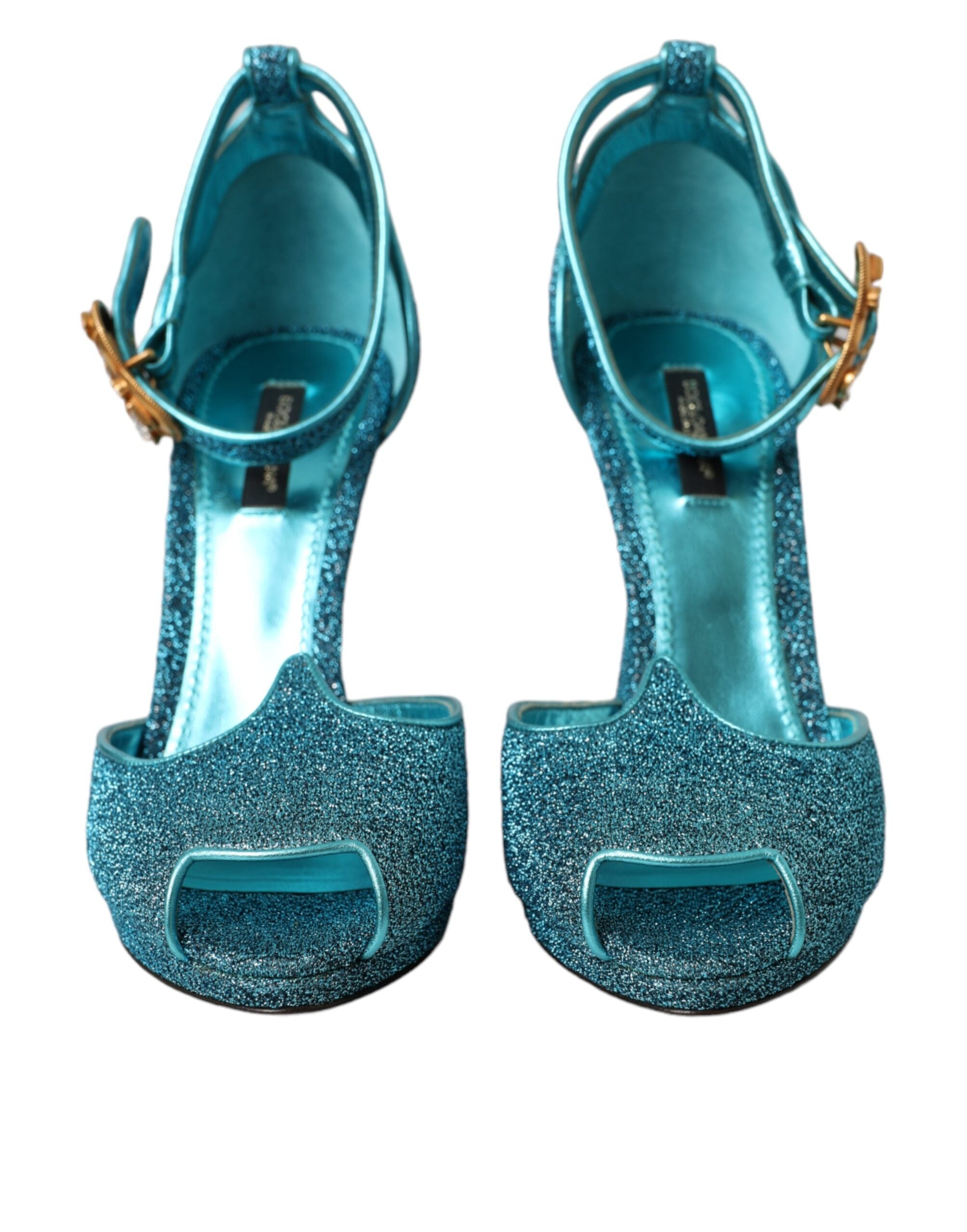 Chaussures à talons et à bijoux Dolce & Gabbana en lurex bleu