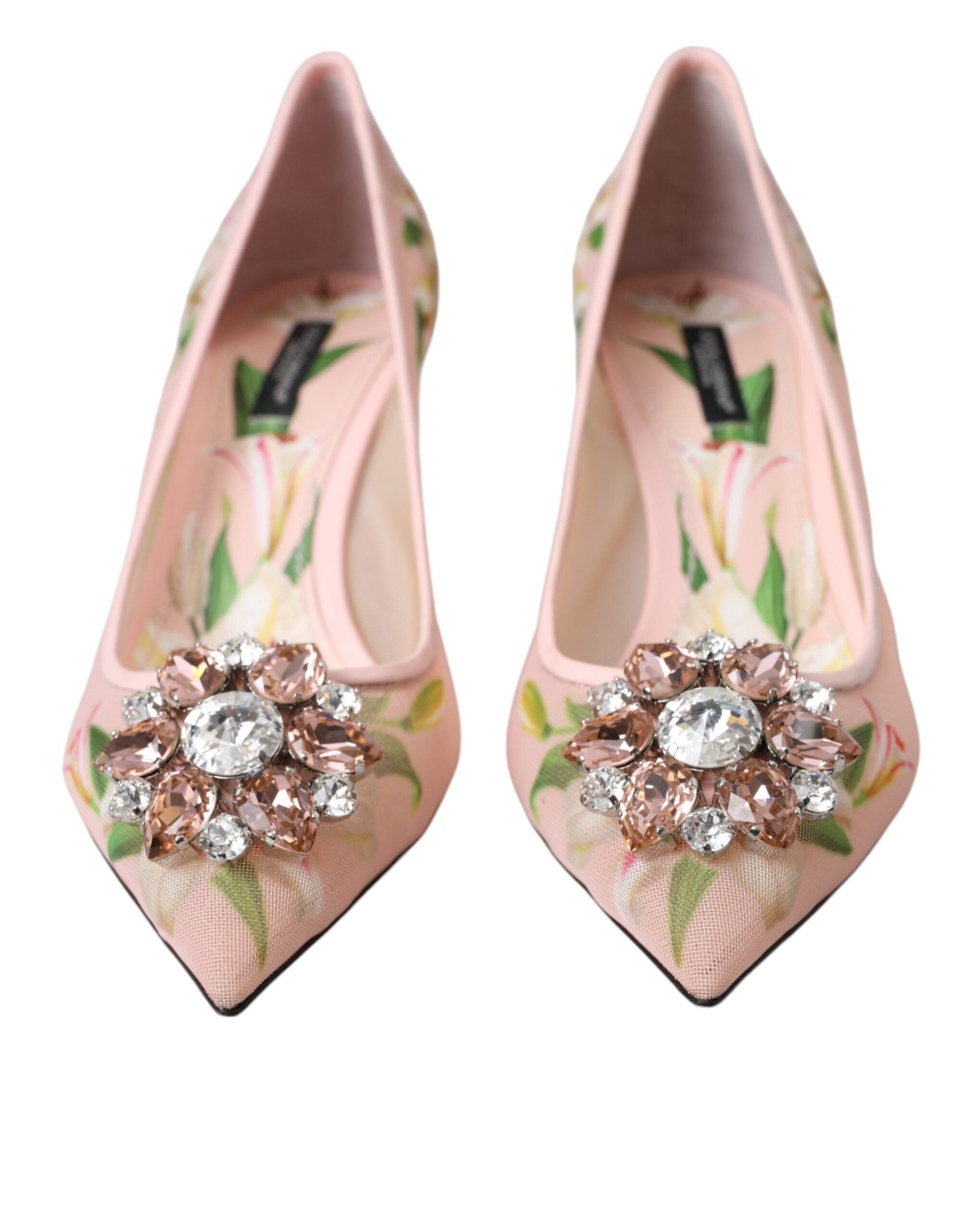 Dolce & Gabbana – Bellucci-Pumps mit Blumenmuster und Kristallen in Rosa