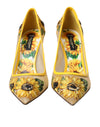 Dolce &amp; Gabbana – Pumps mit Sonnenblumen-Print aus Netzstoff in Gelb