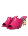 Dolce & Gabbana Fuchsia DG Logo Heels Slides Sandals Shoes