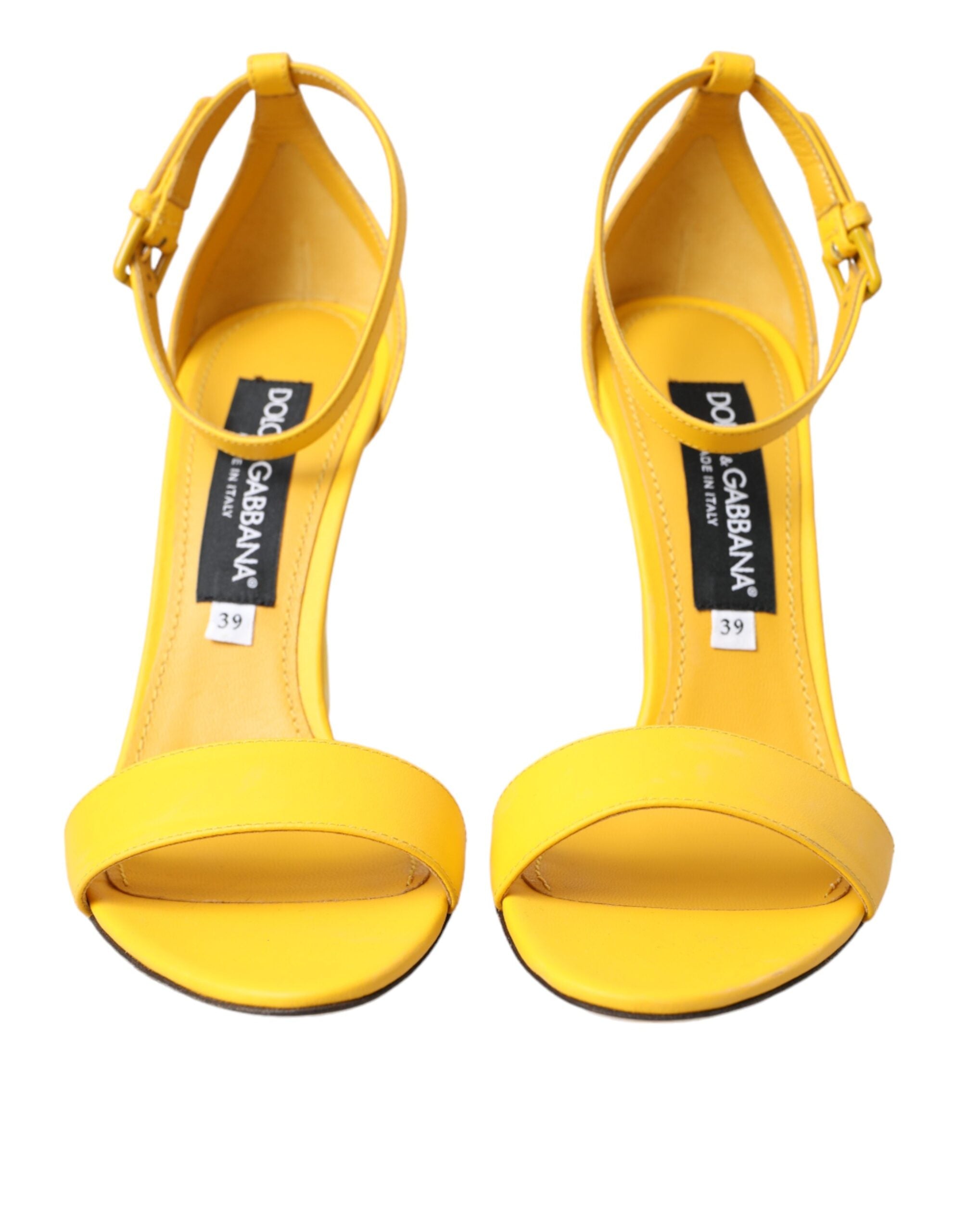 Sandales à talons DG en cuir jaune Dolce & Gabbana