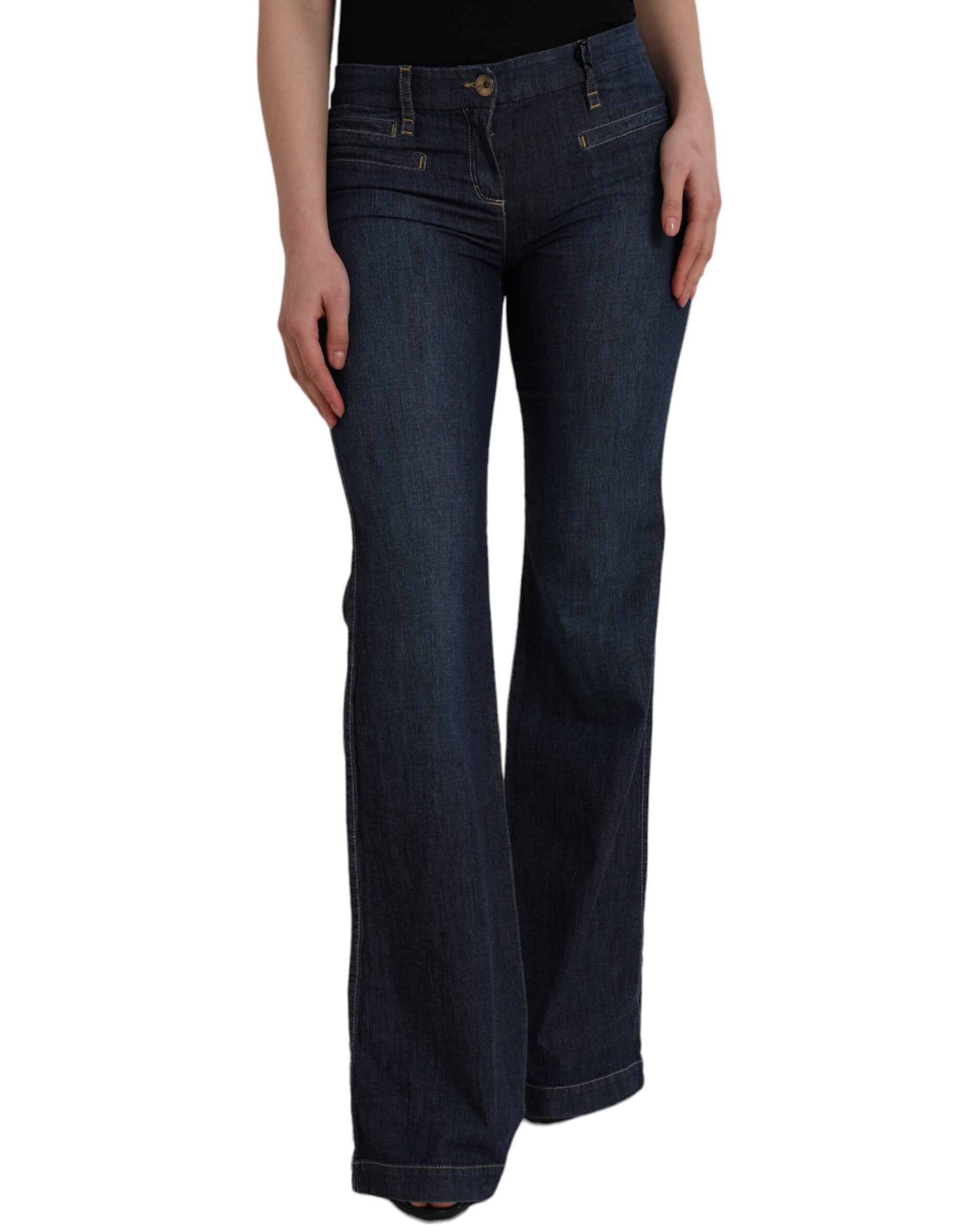 PLEIN SUD Dunkelblaue Bootcut-Jeans aus Baumwolle