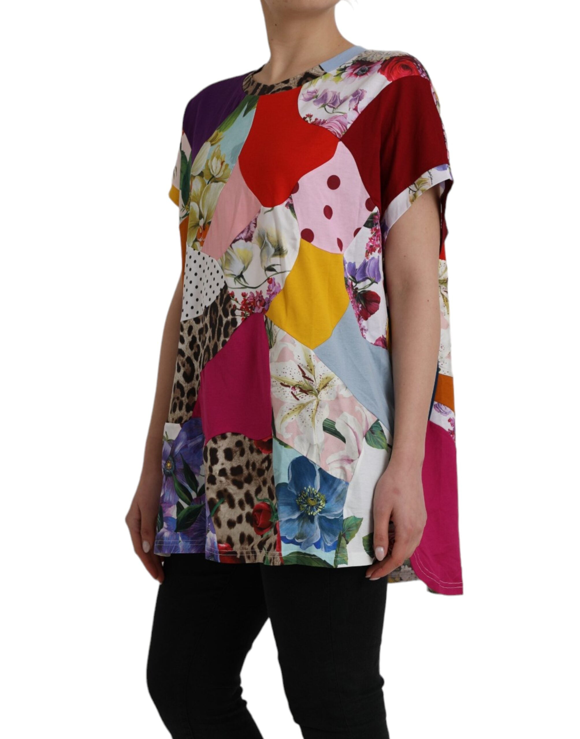 Chemisier en coton et soie multicolore patchwork Dolce & Gabbana