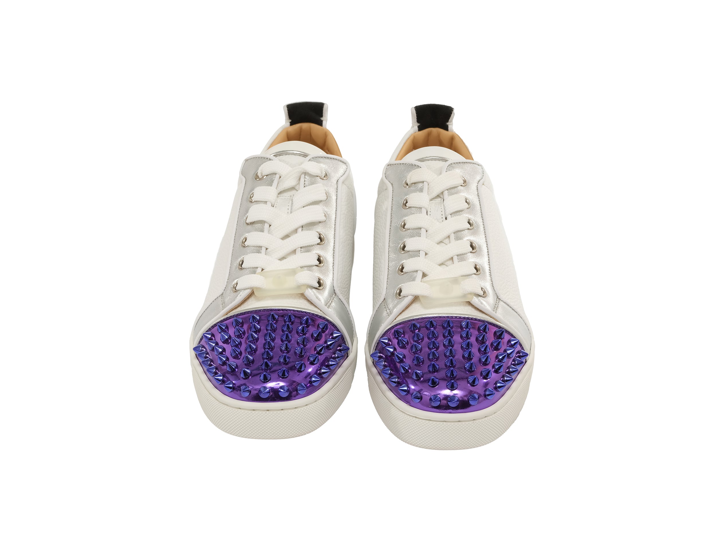 Christian Louboutin Louis Junior Spikes Flat Contrasting Leather Sneakers