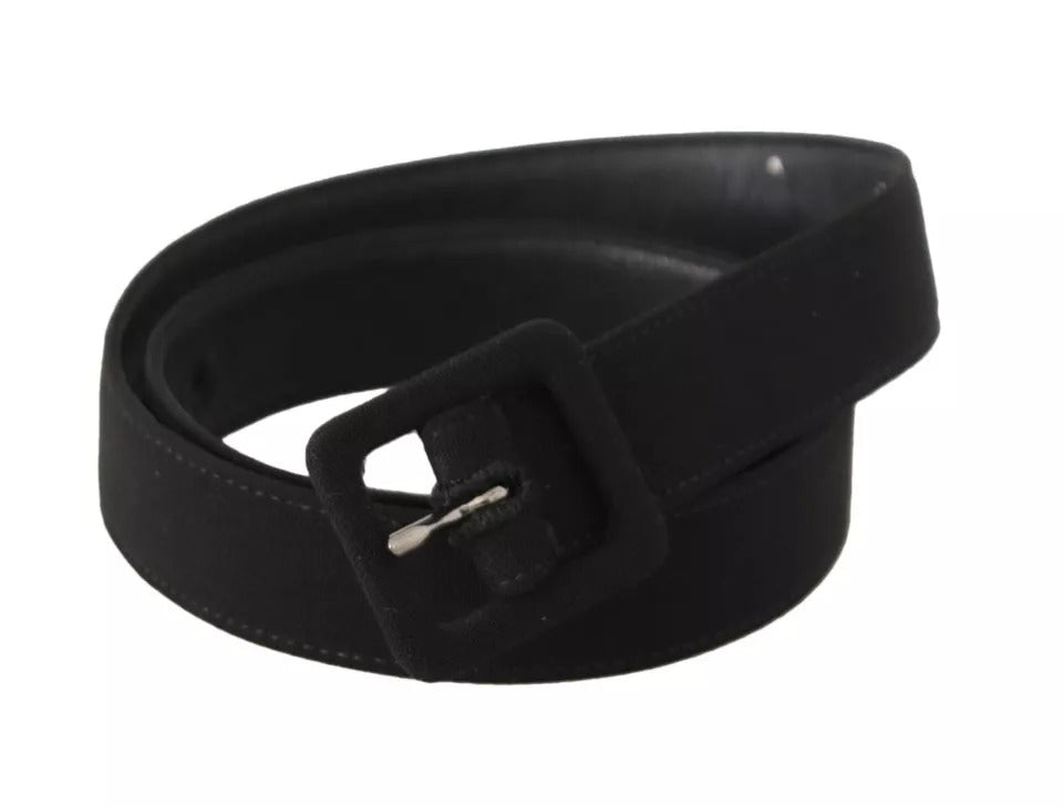 Dolce & Gabbana Black Velvet Leather Logo Waist Buckle Belt