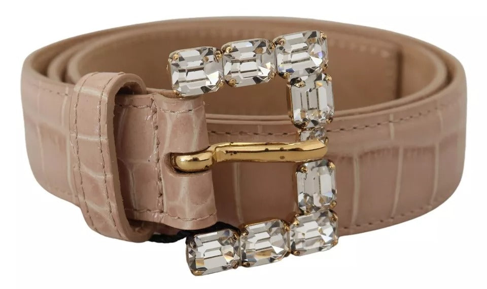 Ceinture Dolce & Gabbana en cuir beige avec boucle en cristal pour femme