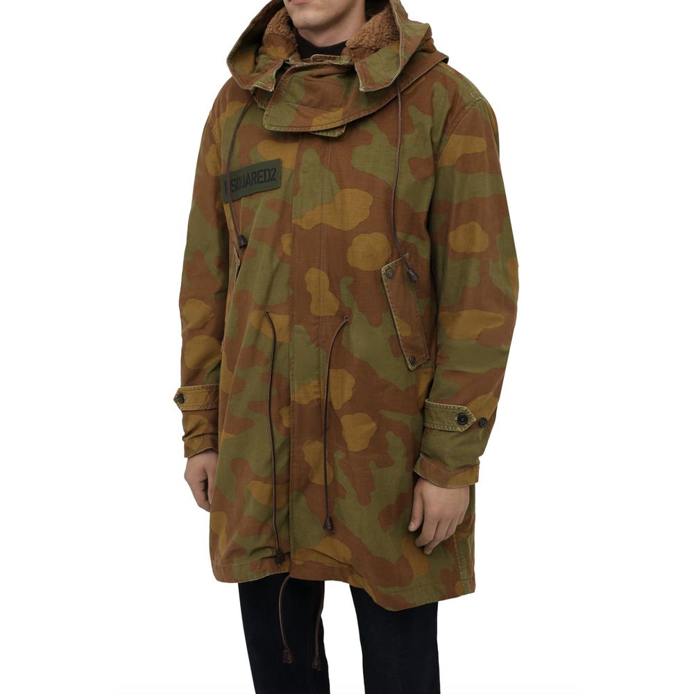 Parka à capuche texturée camouflage Dsquared² avec détails en cuir