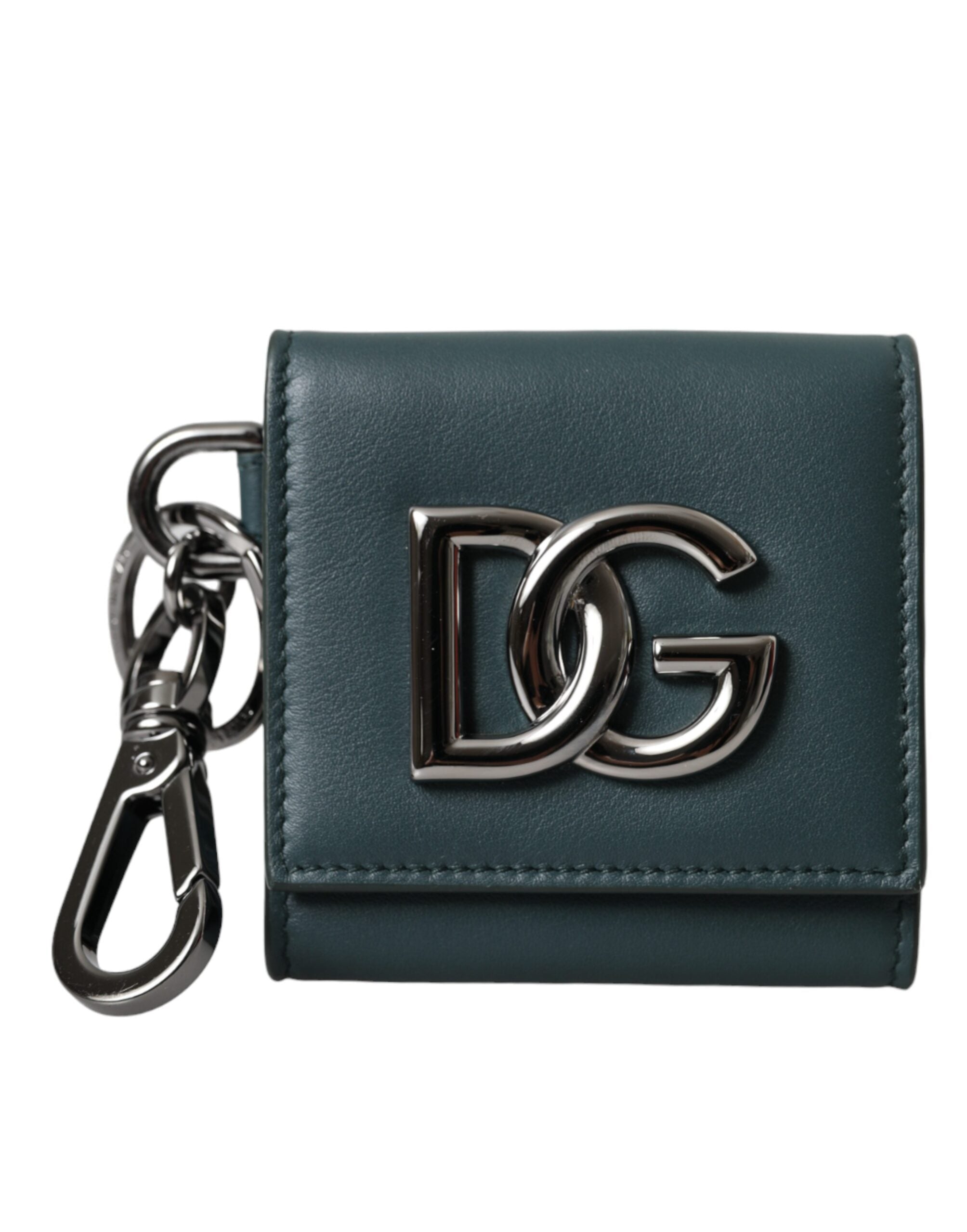 Porte-monnaie porte-clés Dolce & Gabbana en cuir de veau vert avec logo DG