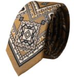 Dolce & Gabbana Yellow 100% Silk Wheel Print Adjustable Men Tie