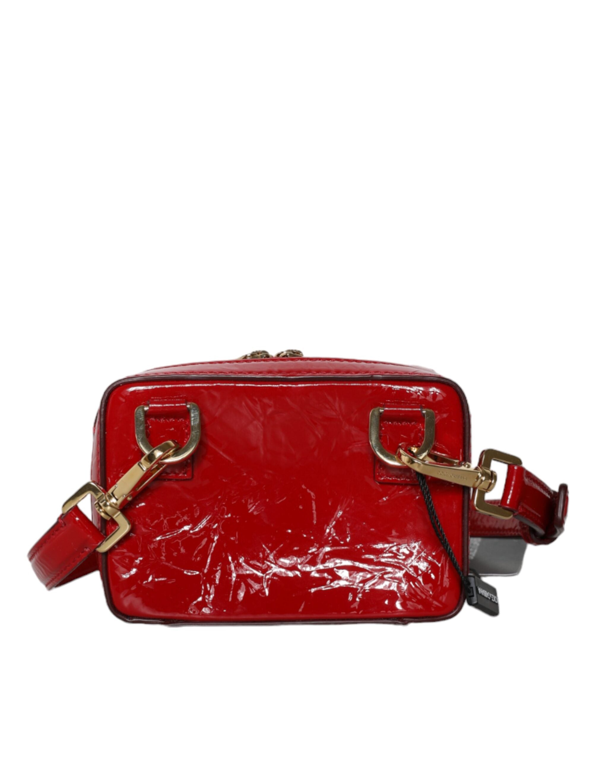 Sac banane Dolce & Gabbana en cuir rouge avec plaque logo pour femme