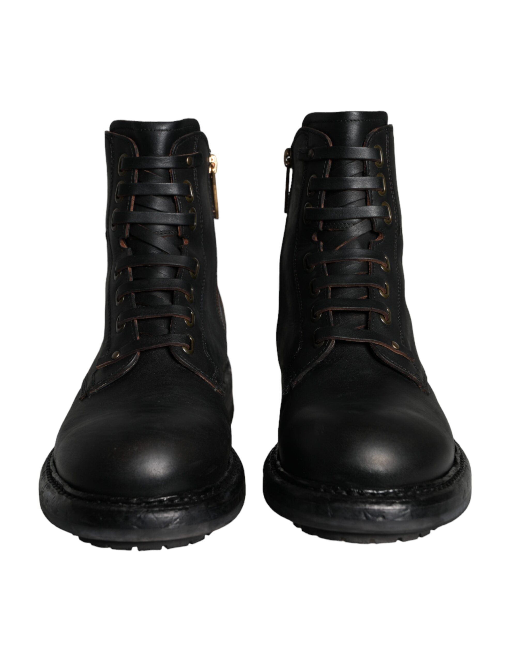 Bottes mi-mollet à lacets noires Dolce & Gabbana pour hommes