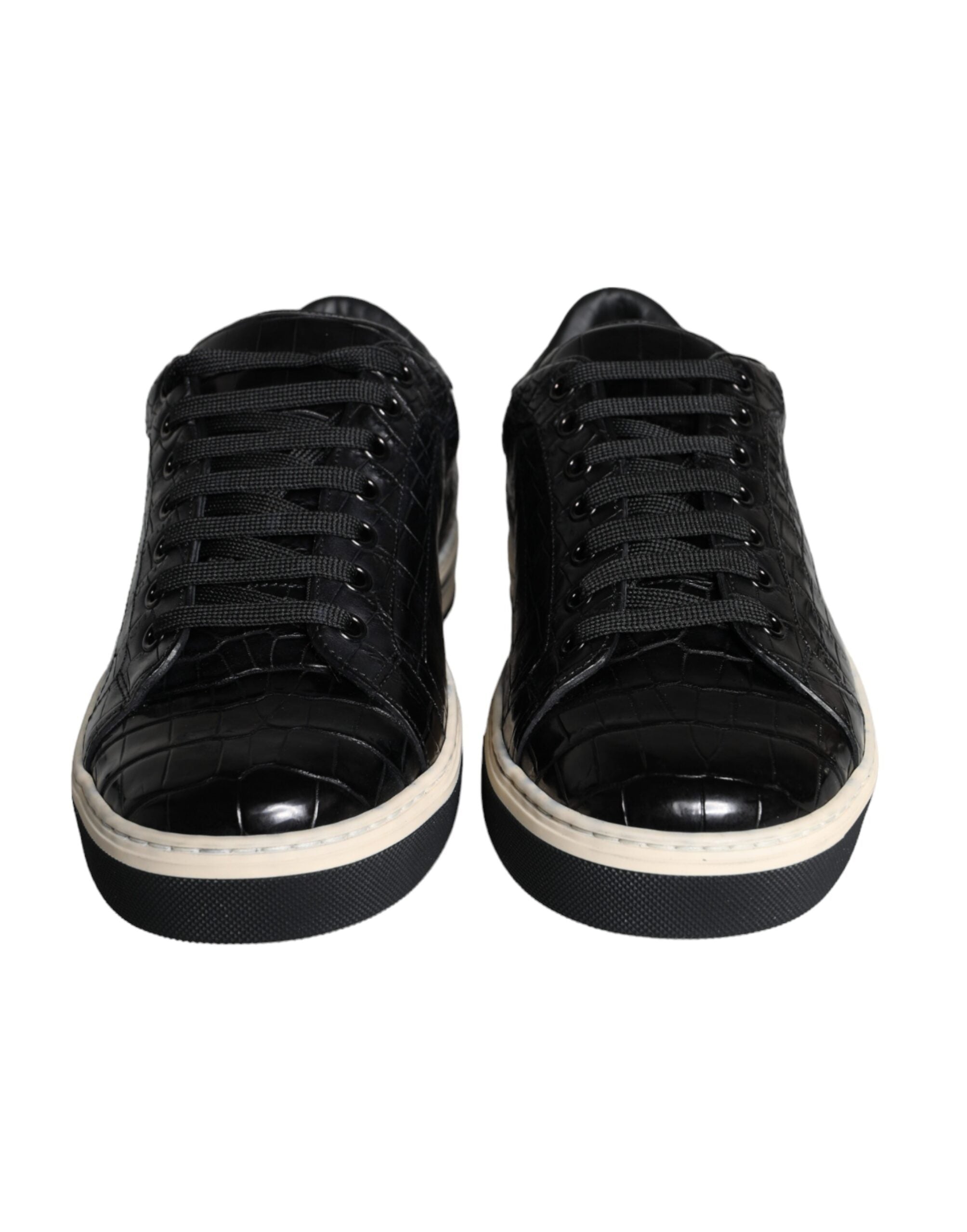 Dolce & Gabbana Schwarze Leder Herren Low Top Sneakers