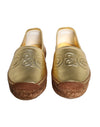 Dolce & Gabbana Gold Leather Loafers Flats Espadrille Shoes