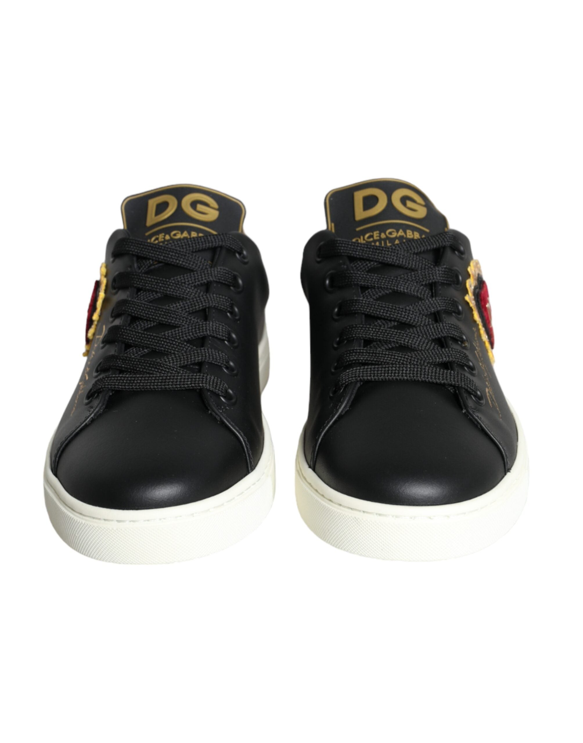 Dolce & Gabbana – Schwarze Portofino-Sneaker mit heiligem Herzen