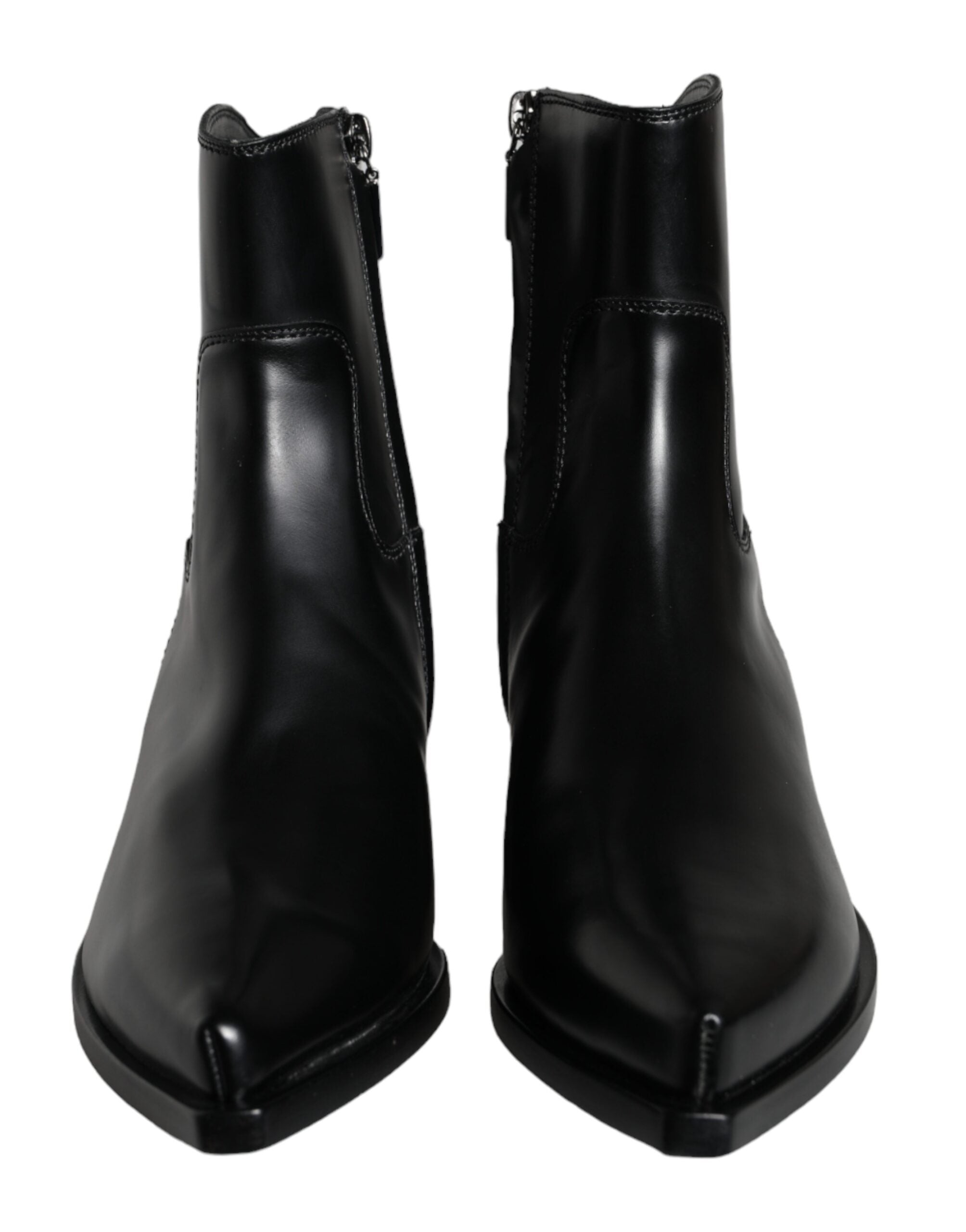 Dolce & Gabbana Schwarze Leder Stiefeletten Booties Schuhe