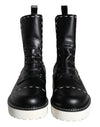 Bottes mi-mollet en cuir noir Dolce &amp; Gabbana