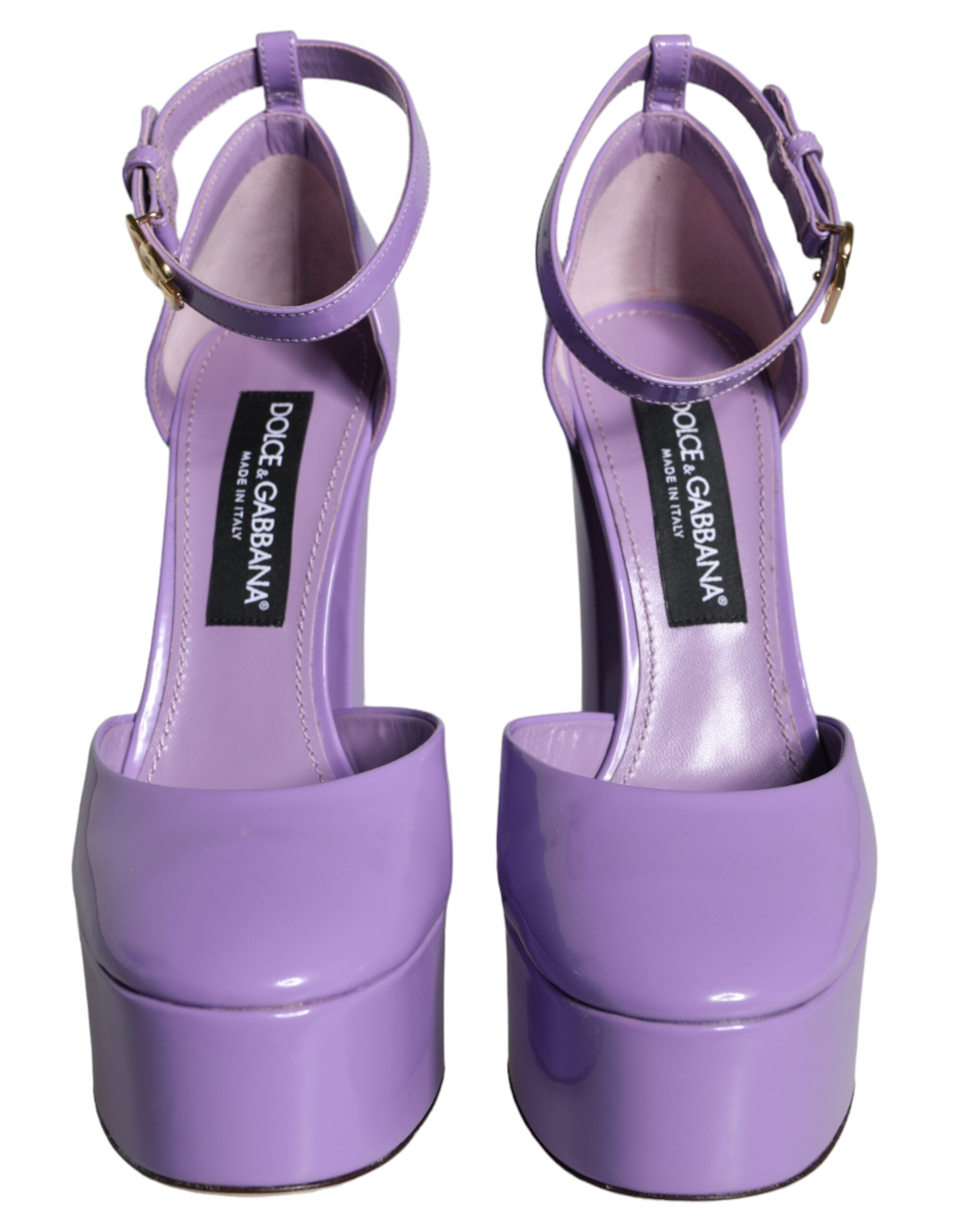 Sandales à plateforme en cuir violet Dolce & Gabbana