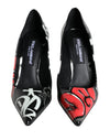 Dolce &amp; Gabbana Schwarze Pumps mit Graffiti-Print aus Leder