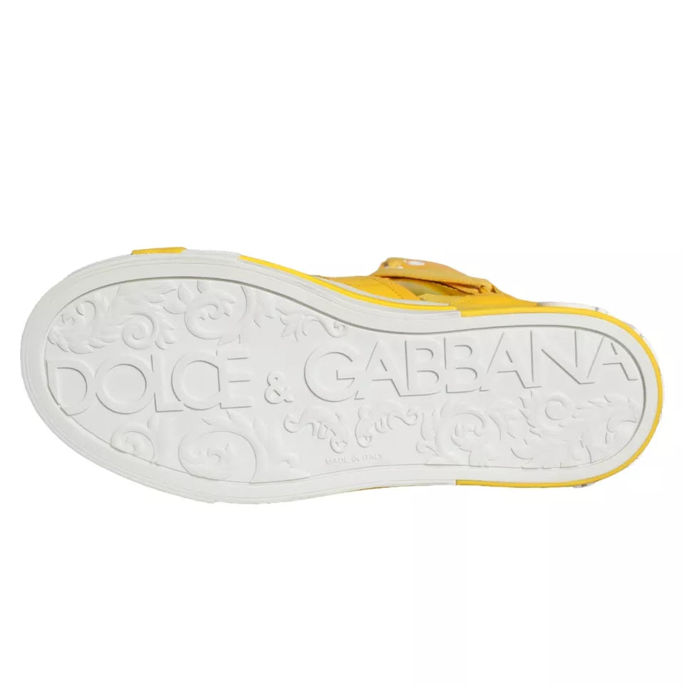 Baskets montantes en cuir jaune et blanc Dolce & Gabbana