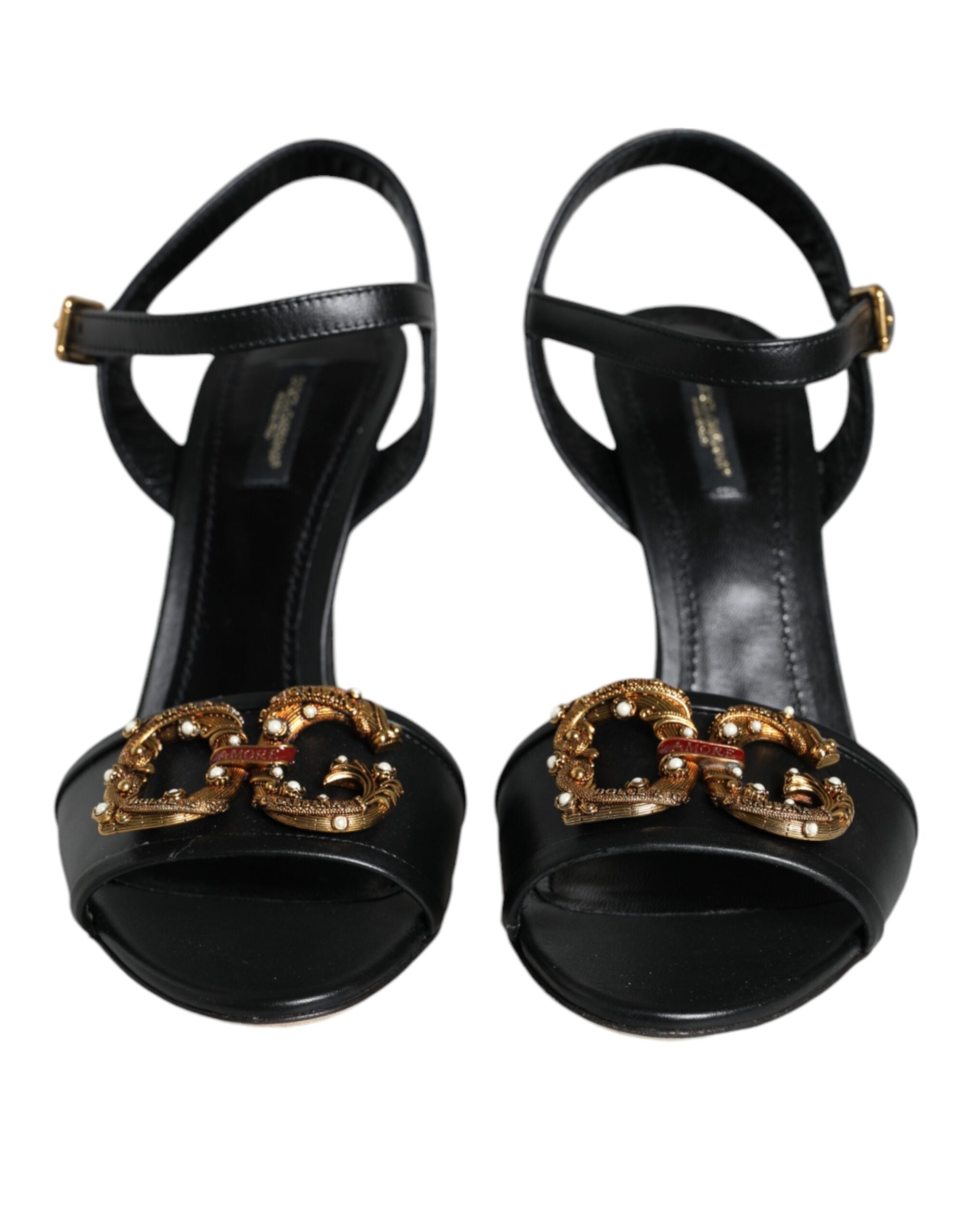 Sandales Keira en cuir noir Dolce & Gabbana DG Amore