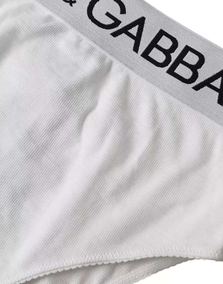 Dolce & Gabbana – Weiße Unterwäsche aus Baumwollstretch mit Markenlogo