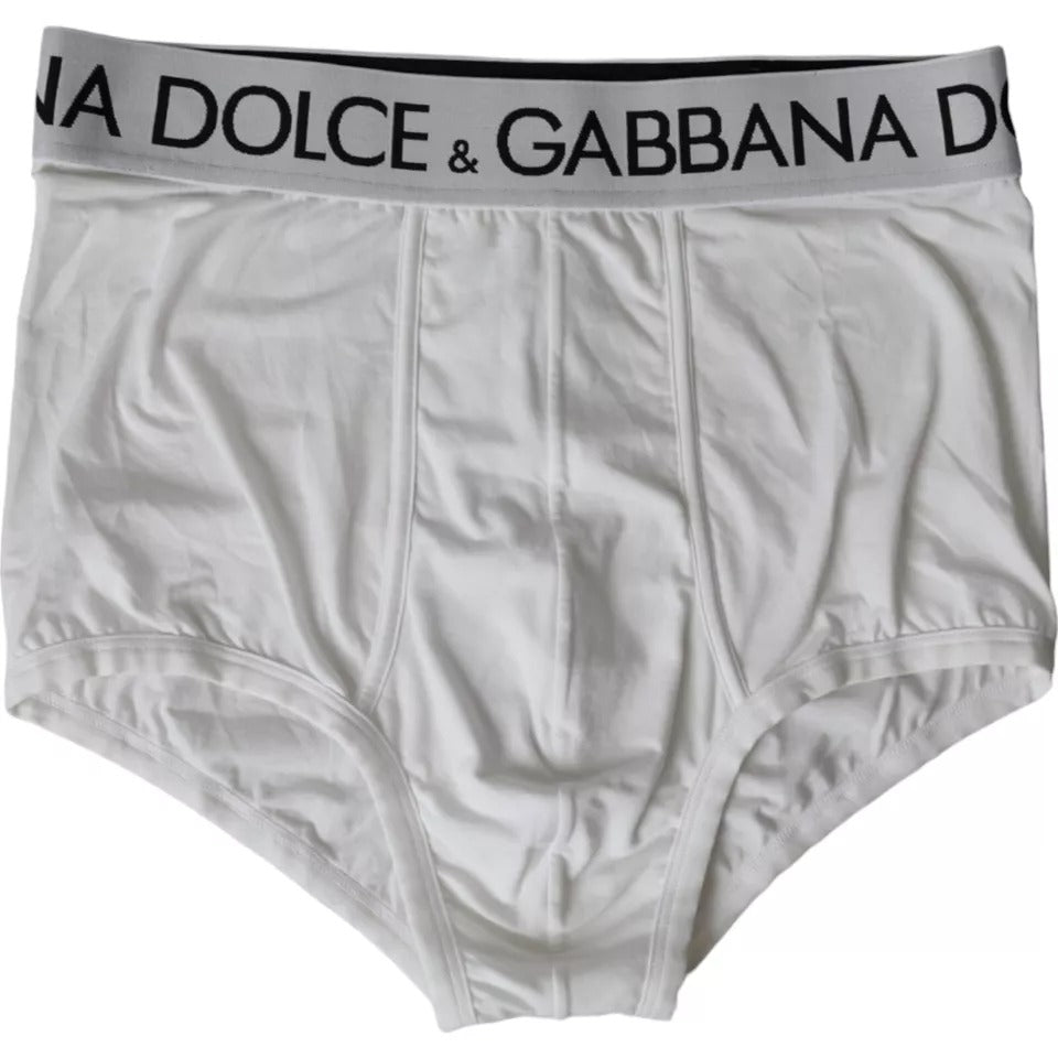 Sous-vêtement Brando Slip en coton stretch avec logo blanc Dolce & Gabbana