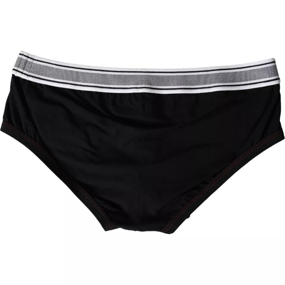 Sous-vêtement Brando Slip en coton stretch noir avec logo Dolce & Gabbana