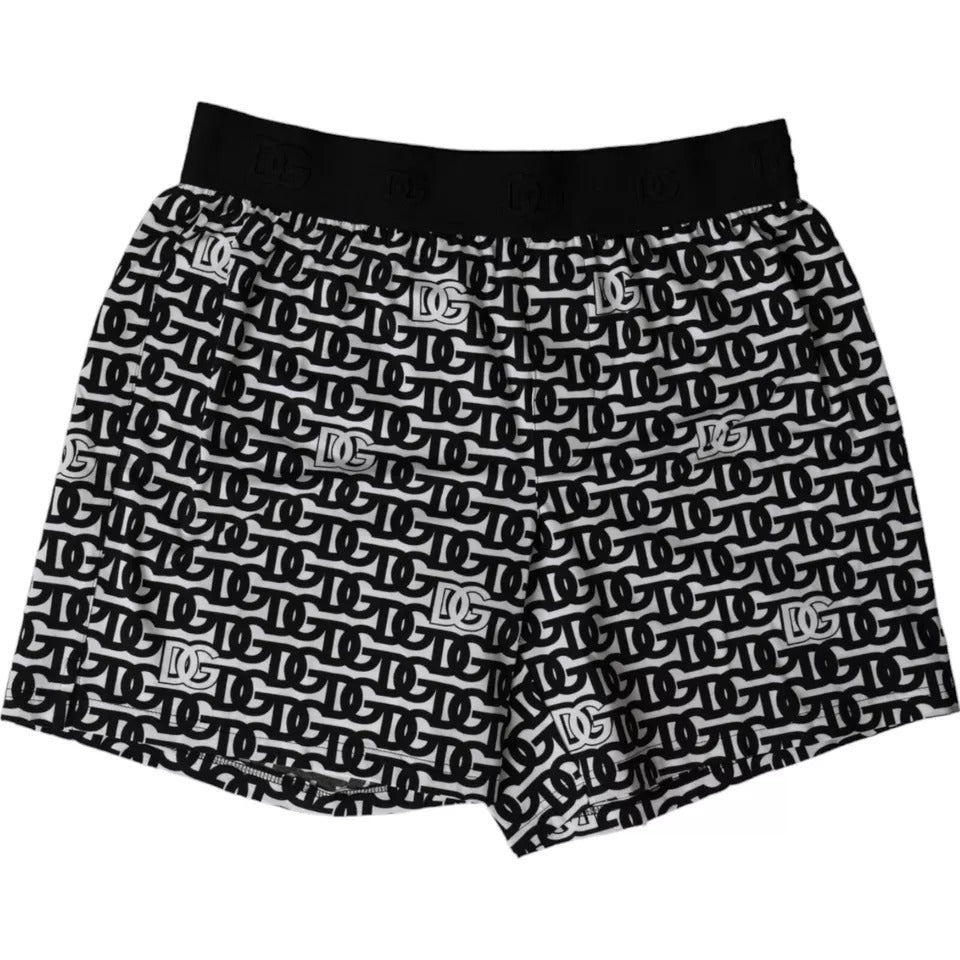 Dolce & Gabbana – Schwarze Boxershorts aus Baumwollstretch mit DG-Logo