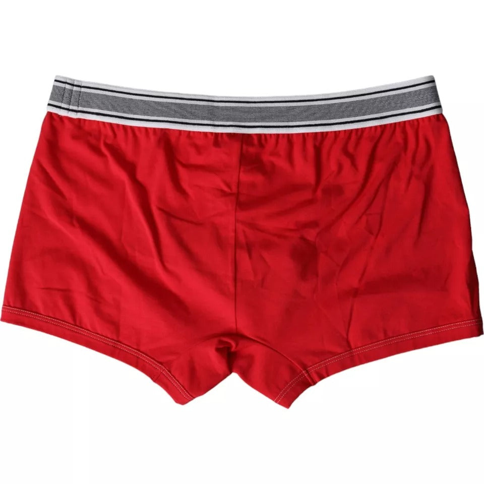 Boxer en coton stretch rouge Dolce & Gabbana