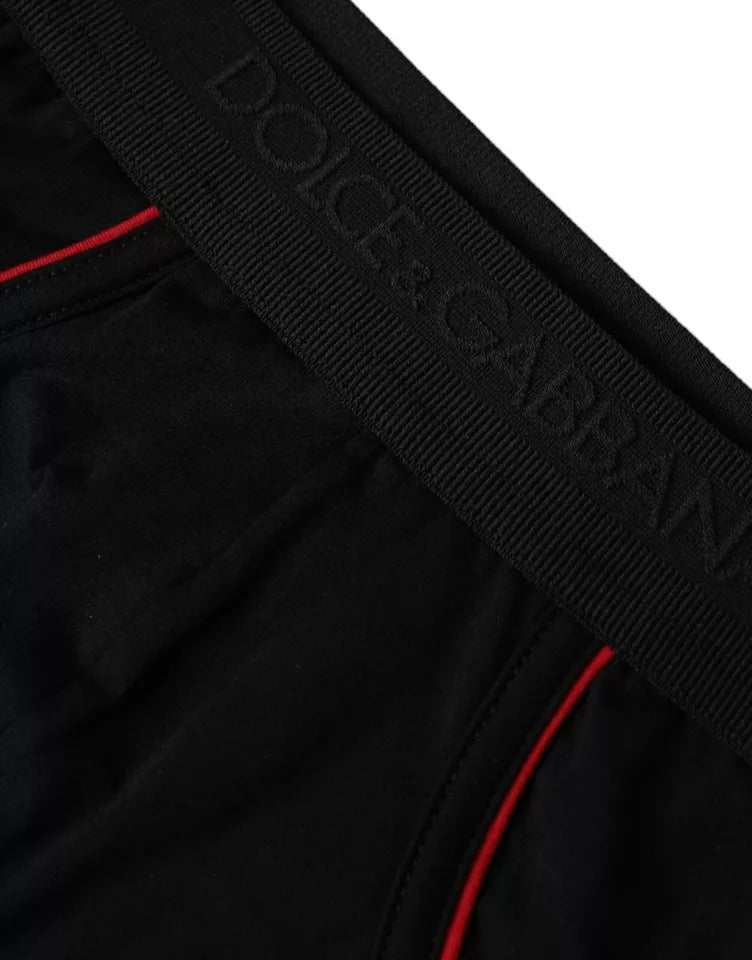 Sous-vêtement mi-long en coton stretch avec logo noir Dolce & Gabbana