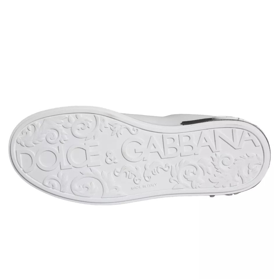 Baskets en cuir blanc et noir Dolce & Gabbana Portofino