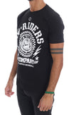 Frankie Morello Chic Black Crewneck Tee with 'RIDERS' Motif