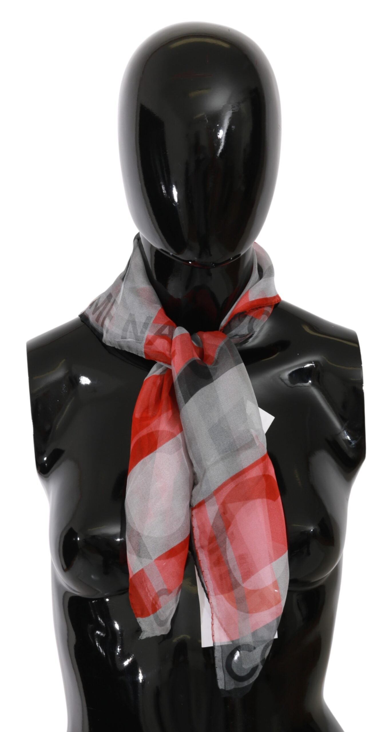 Foulard de marque 100 % soie gris rouge Costume National