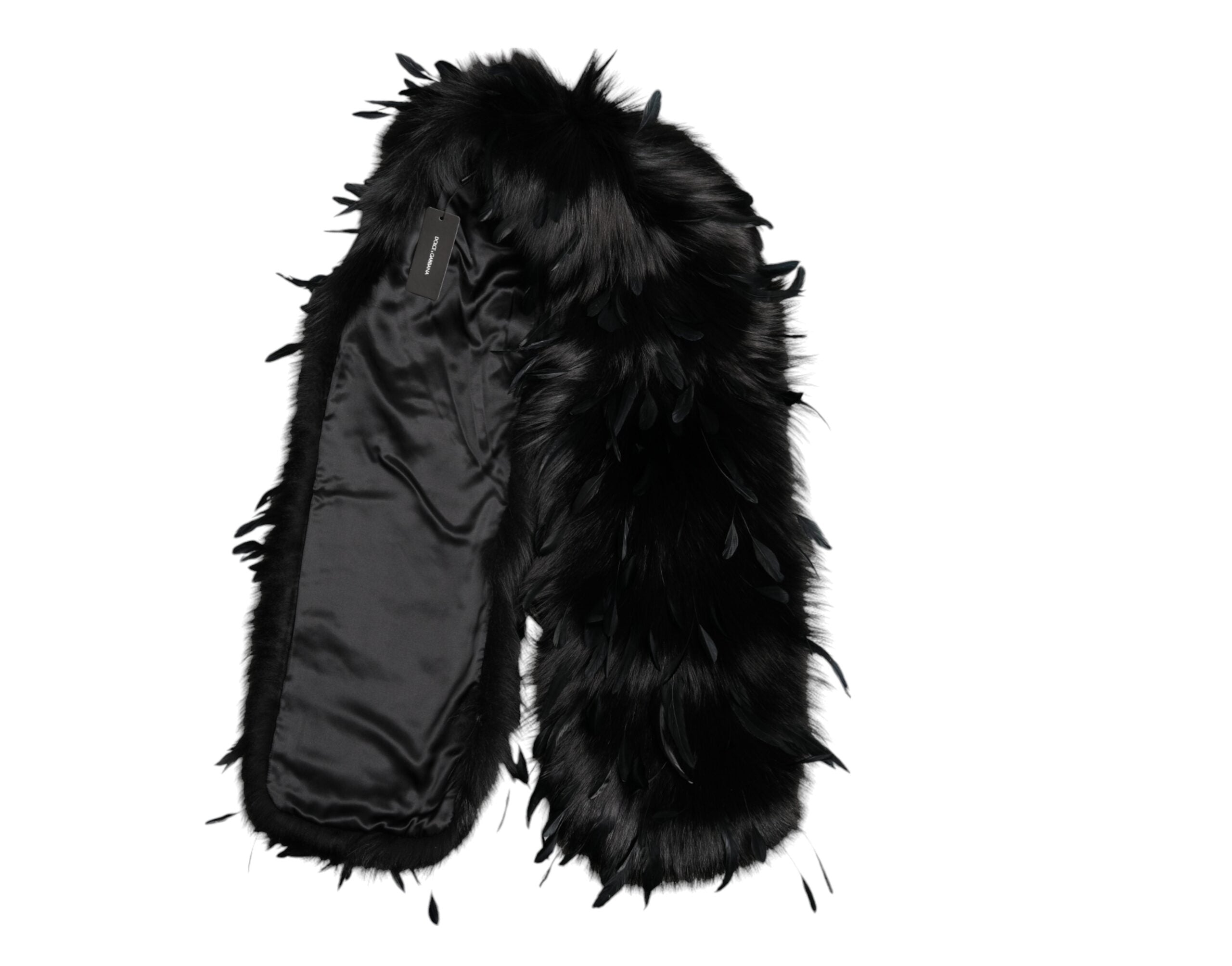 Foulard cache-cou en plumes de coq en renard noir Dolce & Gabbana