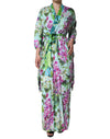 Robe portefeuille extensible en soie à fleurs multicolores Dolce &amp; Gabbana